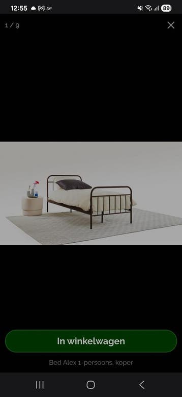 Bronzen bedframe met lattenbode.