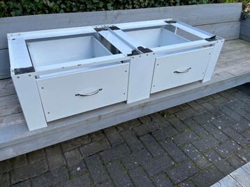 Wasmachineverhoger dubbel met lades - Wit