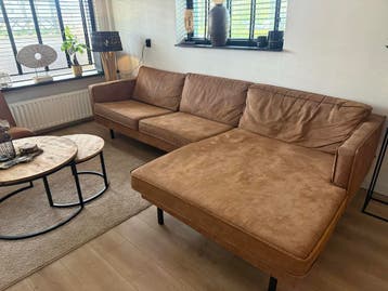Comfortabele Hoekbank - cognac Suède Look