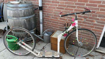 Unieke handgemaakte step met bloemen gratis afhalen.