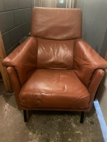 Bruine lederen fauteuil – gratis af te halen