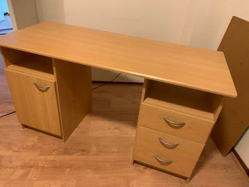 Bureau met kastje en 3 laden - 140x58x76 cm