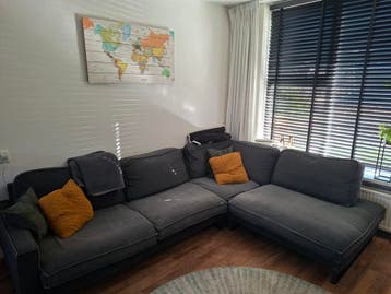 Grote hoekbank, donkergrijs