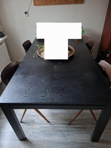 Zwarte eetkamertafel - 200x100cm - Gratis af te halen
