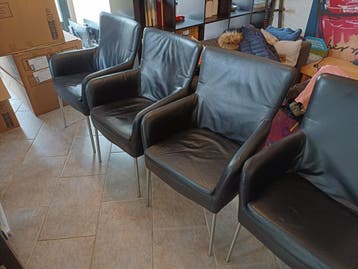 6 leren eetkamerstoelen