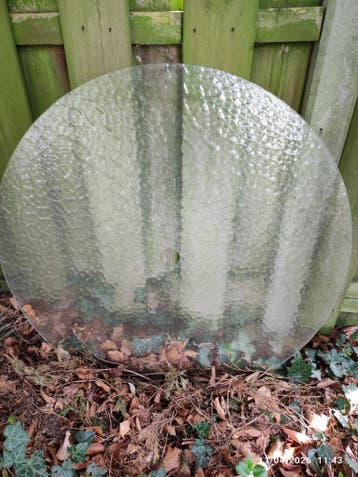 Ronde glazen plaat 900mm met gat, 5mm dik