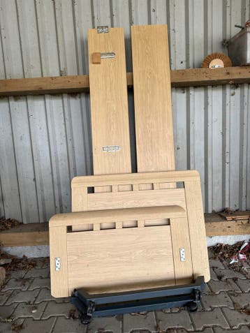 Compleet seniorenbed met wielen - Blank eiken