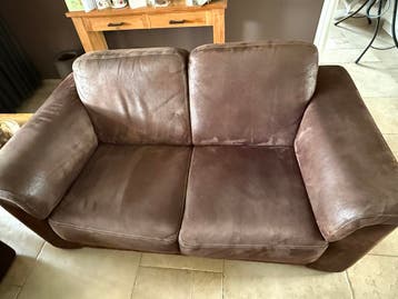 Gratis Bank: Bruin1-2-2,5 zits leerlook en microvezelstof