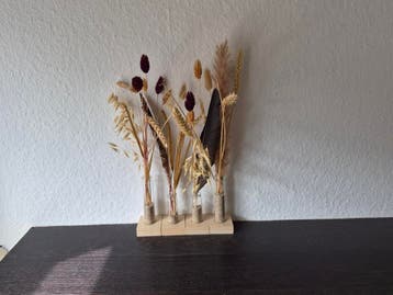 Droogbloemen in potjes met zand