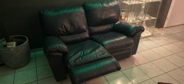 Donkere blauwe leren loungebank