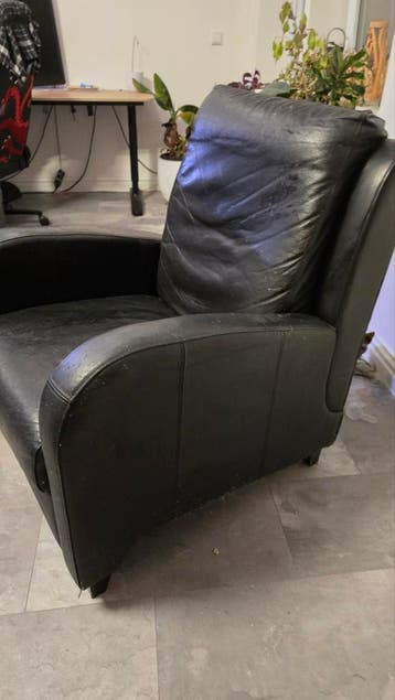 Zwarte leren stoel fauteuil