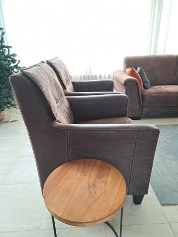 2 x fauteuils echt leder