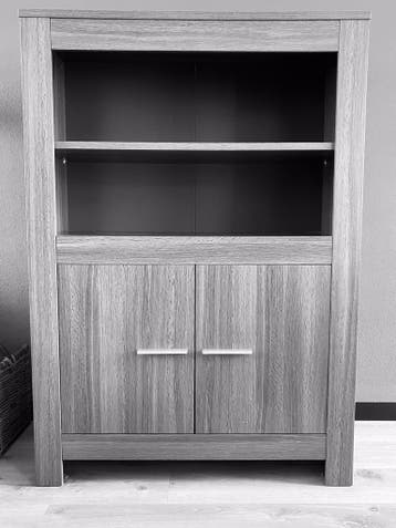 Gratis wandkast Portofino grijs/bruin tint H170xB120xD50cm