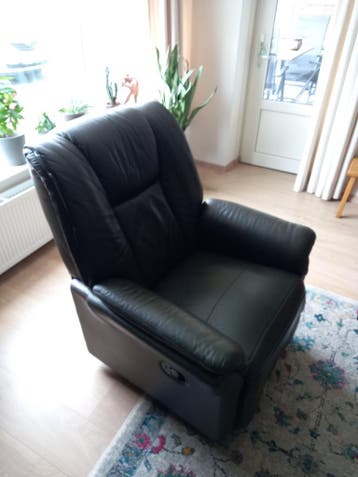 Comfortabele relaxfauteuil - Donkergroen leer