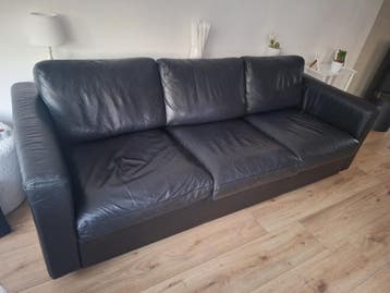Gratis zwart leren 3-persoons bankstel