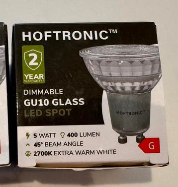 7x HofTronic Dimbare GU10 LED Spots 5W 2700K Extra Warm Wit