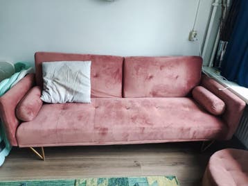 Gratis roze slaapbank met 2 zitstanden