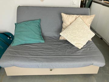 Grijze slaapbank 140 cm breed met opbergruimte