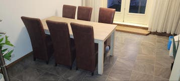 Gratis: Eettafel (180x90cm) met 6 stoelen