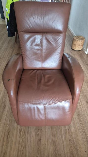Lichtbruine leren relaxstoel