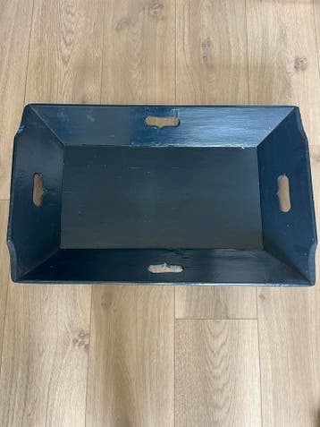 Donkerblauw houten dienblad