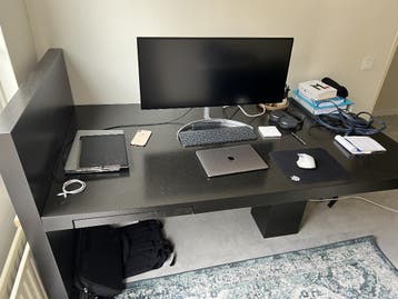 GRATIS groot massief houten bureau (6m, 3-delig) – spoed!