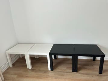 4 IKEA LACK tafels (55x55 cm) - 2 wit, 2 zwartbruin