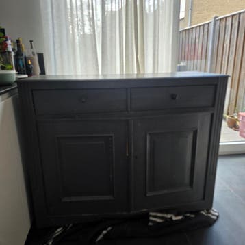 Grijs oude kast echt hout.