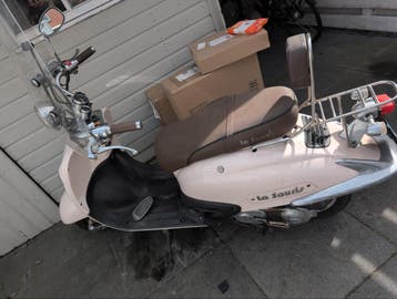 Retro Scooter La Souris Bruin/Crème Opknapper of oud ijzer