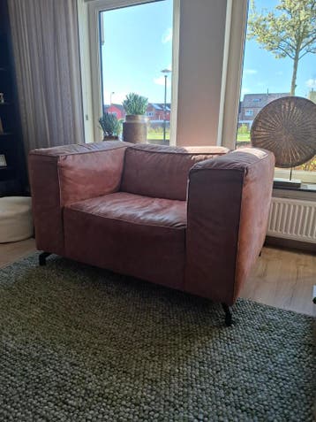 Cognac Microleer Zitsbank / Loveseat (130x75x96 cm)