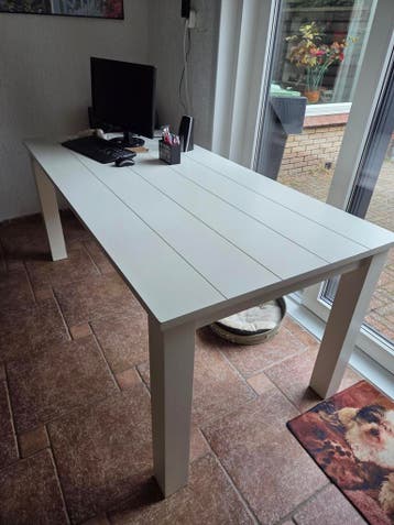 Stevige witte eettafel 90x180 cm