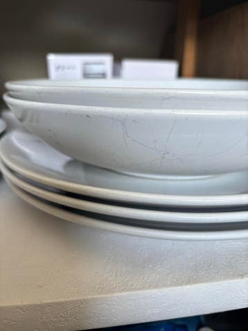 Servies: Borden, kommen en schalen - Wit met grijs/zwart