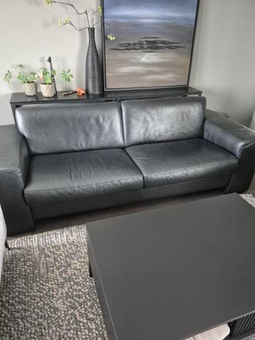 Zwarte lederen L' Ancora 3 zitsbank  gratis ophalen