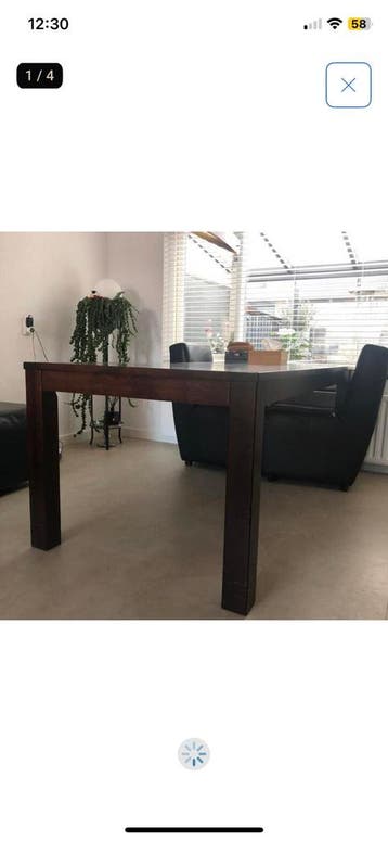 Gratis ophalen : Grote tafel met 6 leren stoelen