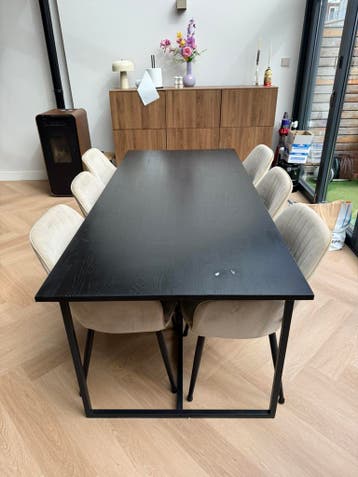Zwarte eettafel 200x90 cm
