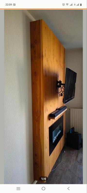 Houten TV-meubel met haard