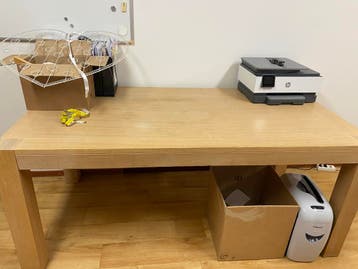 Ruime eettafel/bureau 180x90 cm - Licht hout