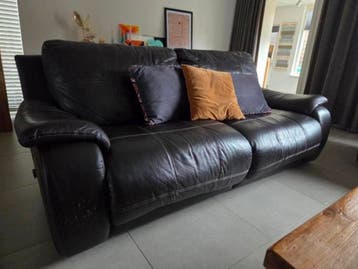 Donkerbruine leren bank ZSM OPHALEN