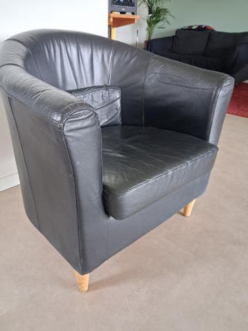 Zwarte leren fauteuil