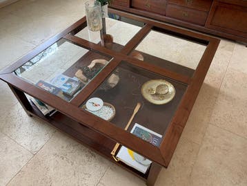 Salontafel kersenhout met glas