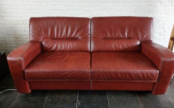 GRATIS Cognac leren 2.5 en 2 zits bankstel