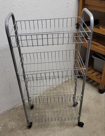 Z.g.a.n. aluminium keuken trolley, 4 opbergvakken