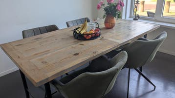 Tafel 100x180 hout industrieel onderstel