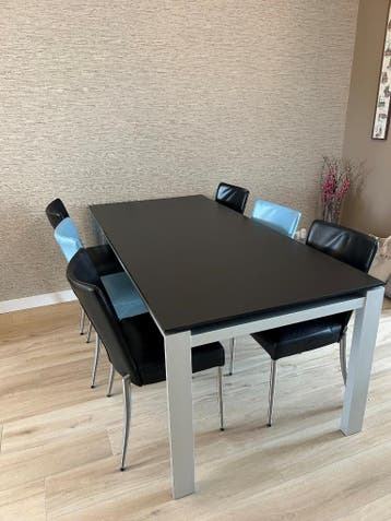 Eettafel (eetkamertafel) met 6 Topform stoelen