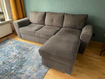 Hoekbank slaapbank met bergruimte grijs GRATIS