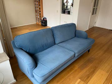 Comfortabele blauwe driepersoonsbank (gratis op te halen)