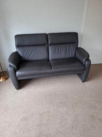 2 en 2,5 zits leren bankje antraciet