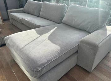 Grijze hoekbank met chaise longue