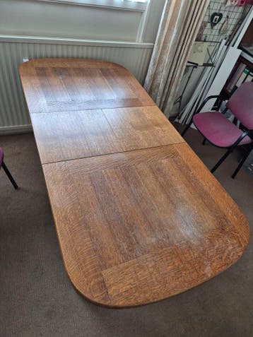 Eiken eettafel, uittrekbaar, eikenhout, 140-177 cm