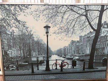 IKEA Wanddecoratie Amsterdam Gracht Zwart-Wit Rood 100x140cm